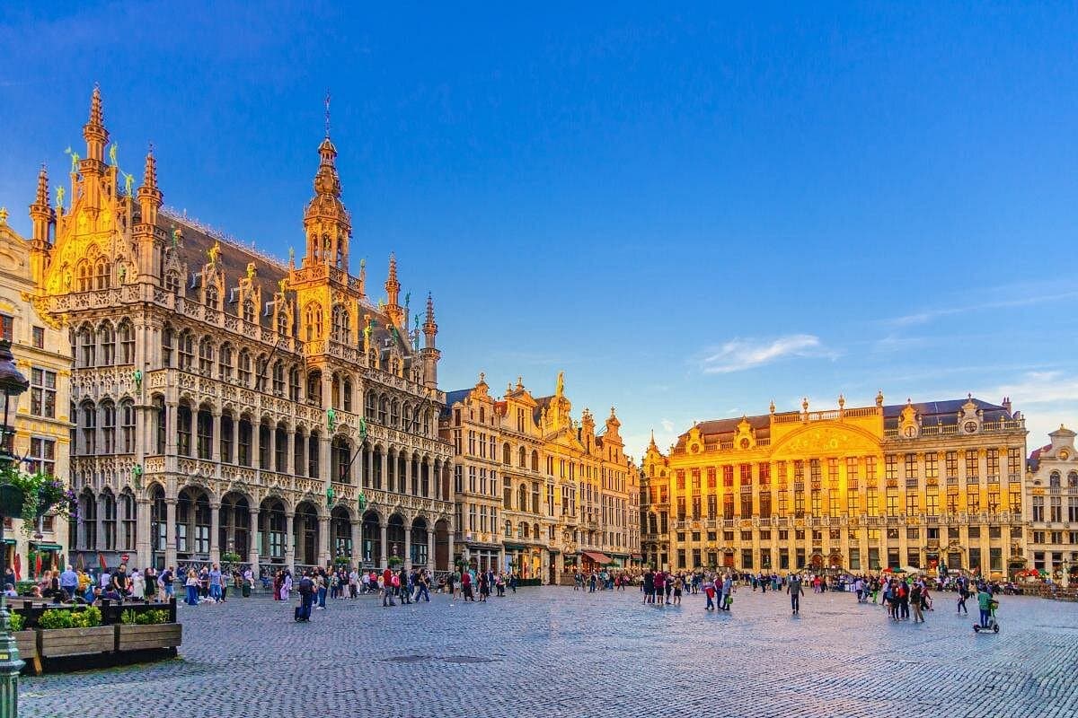 Brussels skyline at dusk